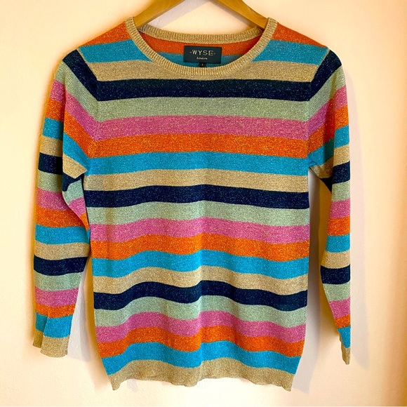 Wyse London Striped shimmer sweater top size small - Picture 2 of 6
